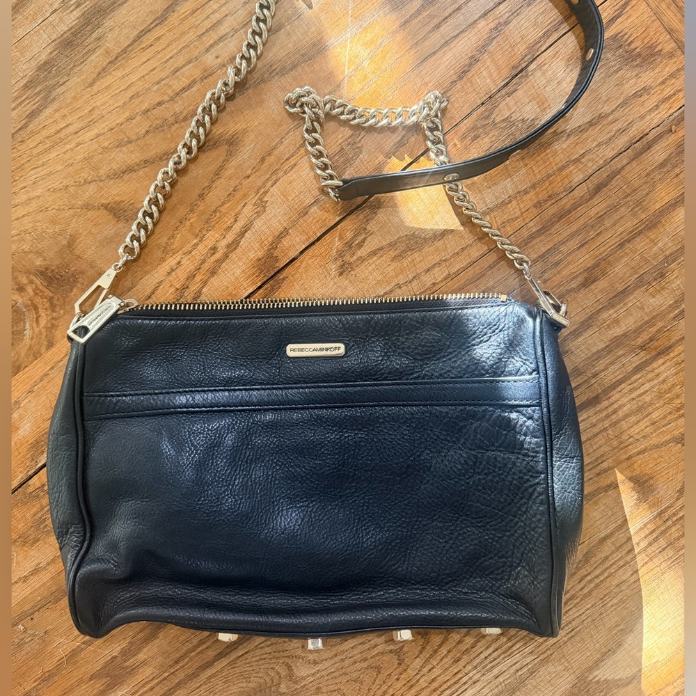 Rebecca Minkoff Black Leather Crossbody Bag with Silver hardware Chain Strap - Picture 7 of 8